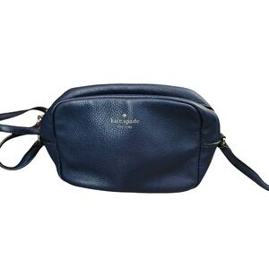 Kate Spade Navy Pebbled Leather Crossbody Camera Bag Gold Hardware Tassel